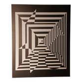 Vintage screen print by Victor Vasarely, circa 1970, op art