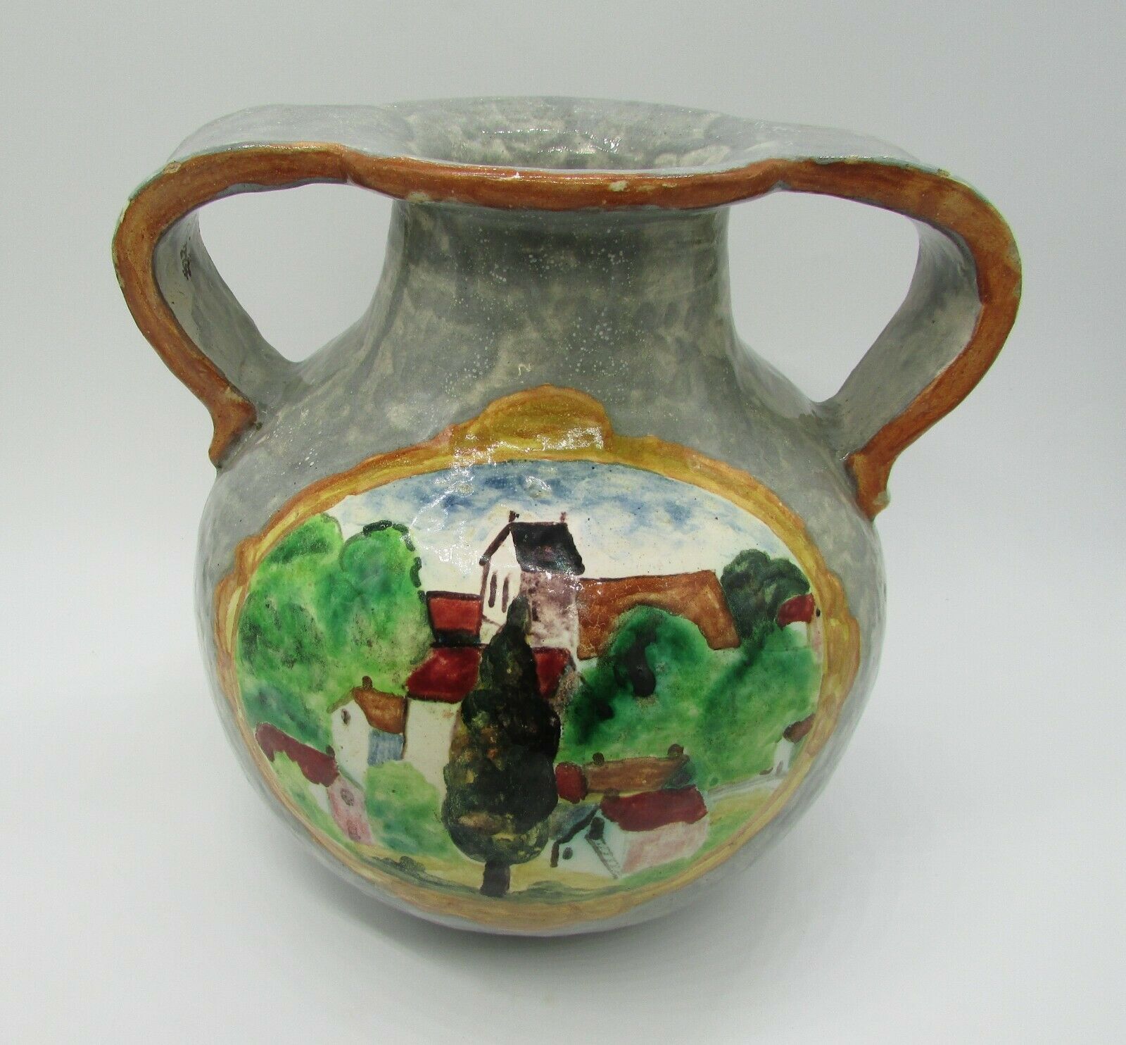 Louis Baude Montigny on Loing vase ball scenery of two impressionist landscapes