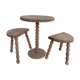 Peestal table and 2 tripod stools