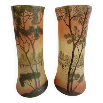 Pair of vases in the style of Legras