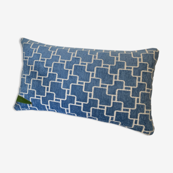 Double-sided cushion sky blue ecru pattern