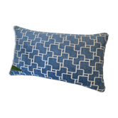 Coussin bi face bleu ciel motif écru