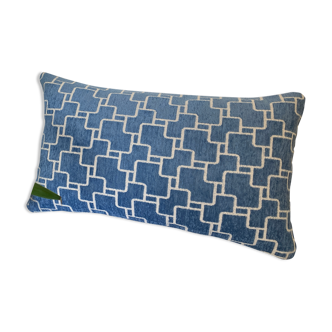 Double-sided cushion sky blue ecru pattern