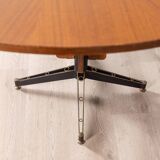 Round vintage wooden table from the 1960s designed by carlo ratti for lissoni