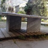 Table basse vintage en marbre travertin