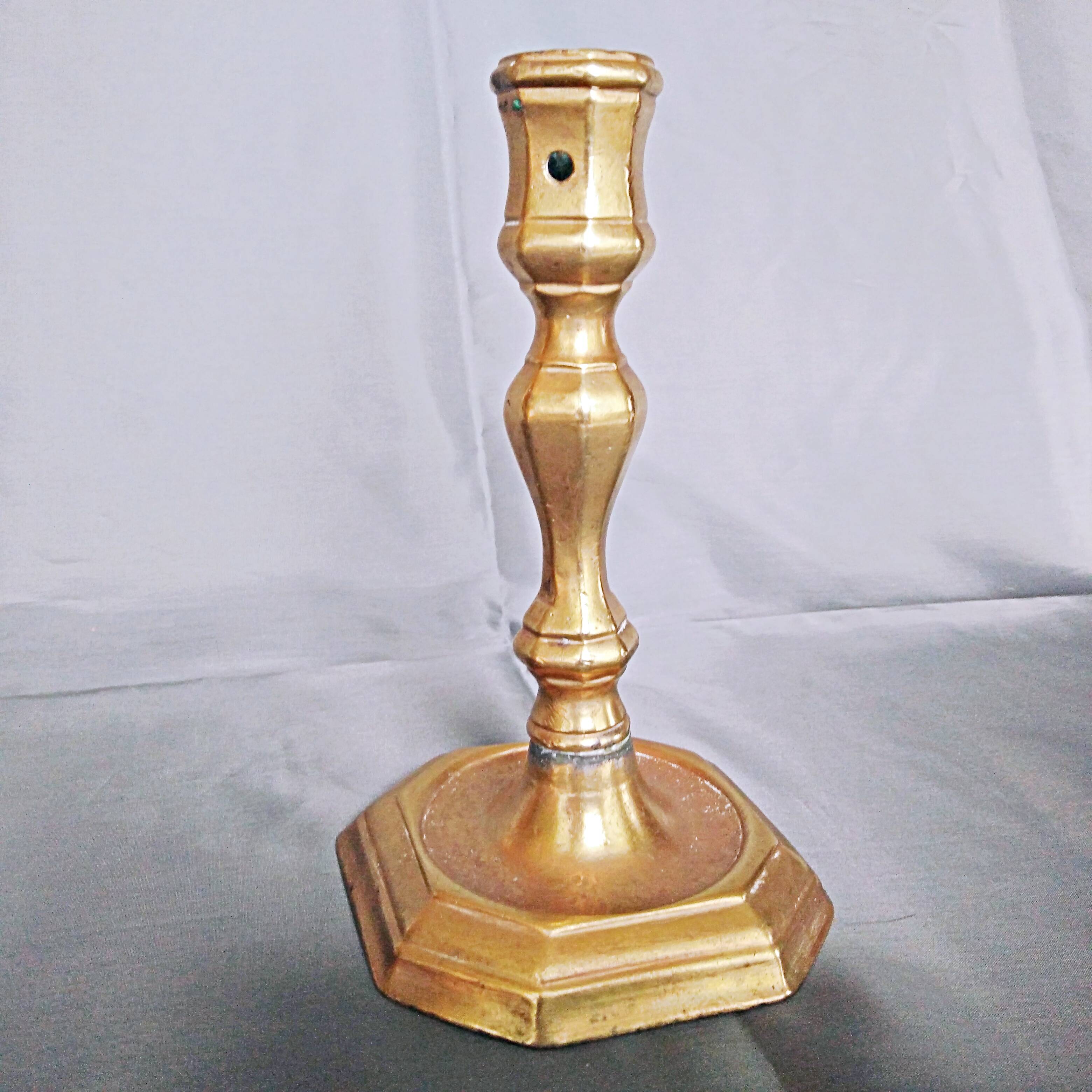 Gilt bronze candlestick with pierced bin 17th century