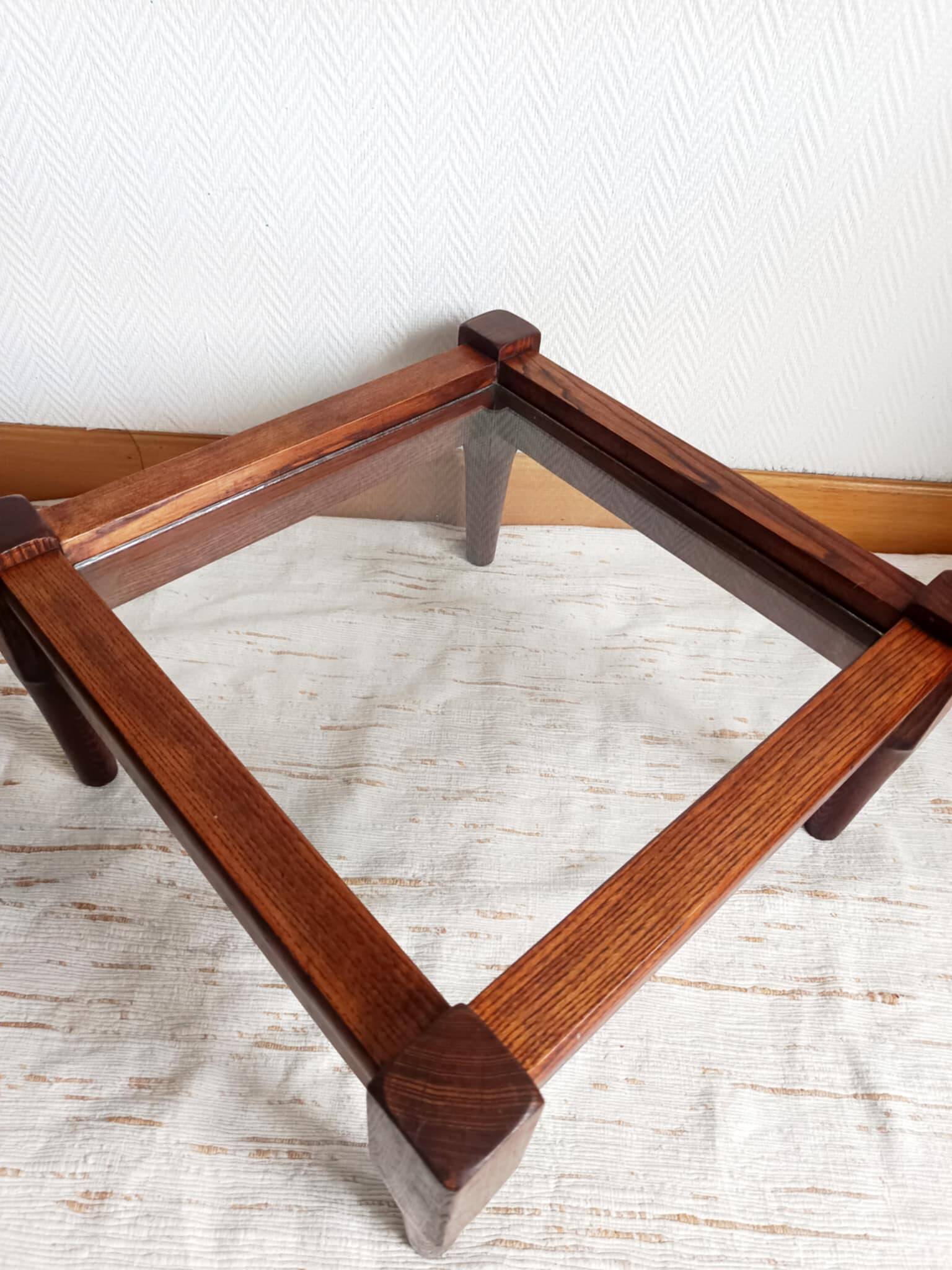 Scandinavian coffee table in wood and glass