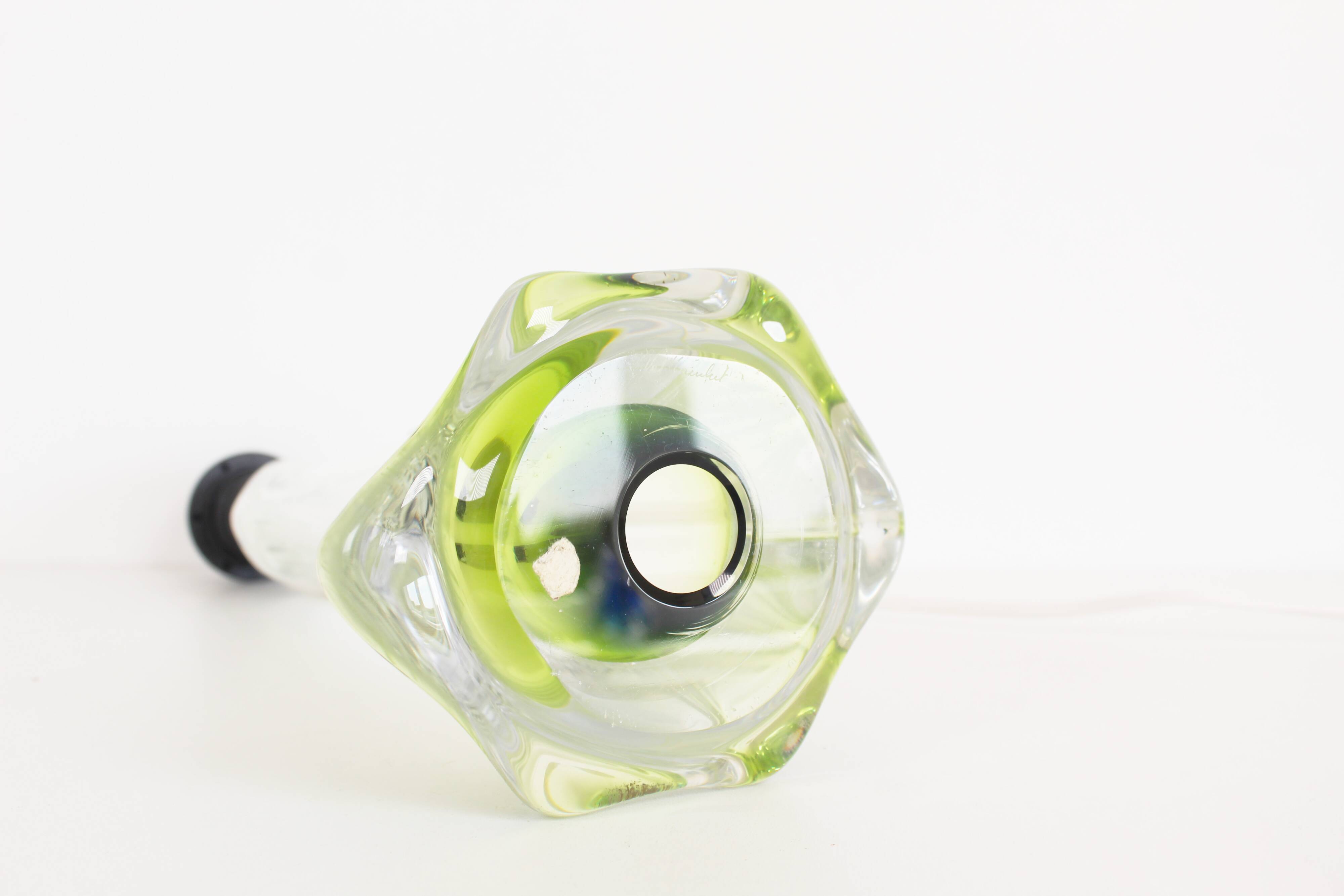 Vintage Belgian crystal glass table lamp by Val Saint Lambert