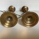 Pair of brass Christmas angel and reindeer candle holders