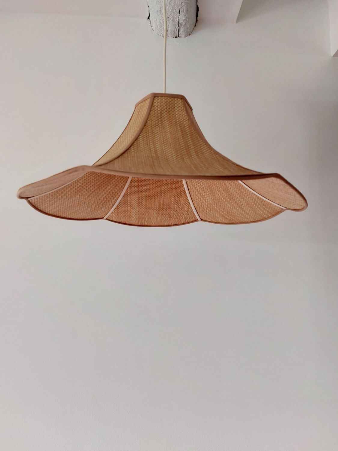 Vintage woven wicker lampshade