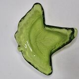 Two empty pressed glass pockets in the shape of ivy leaves, 17 cm