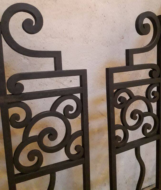 Old wrought iron gate and door grilles 20th century Art Deco