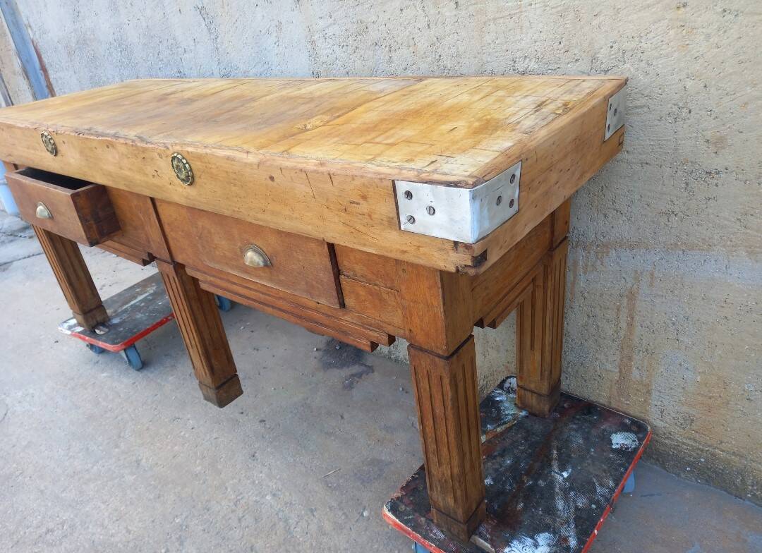 2-drawer block, butcher's shop, beautiful patina, wood color