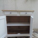 Vintage Parisian buffet re-enchanted in pearl grey, wooden top.
