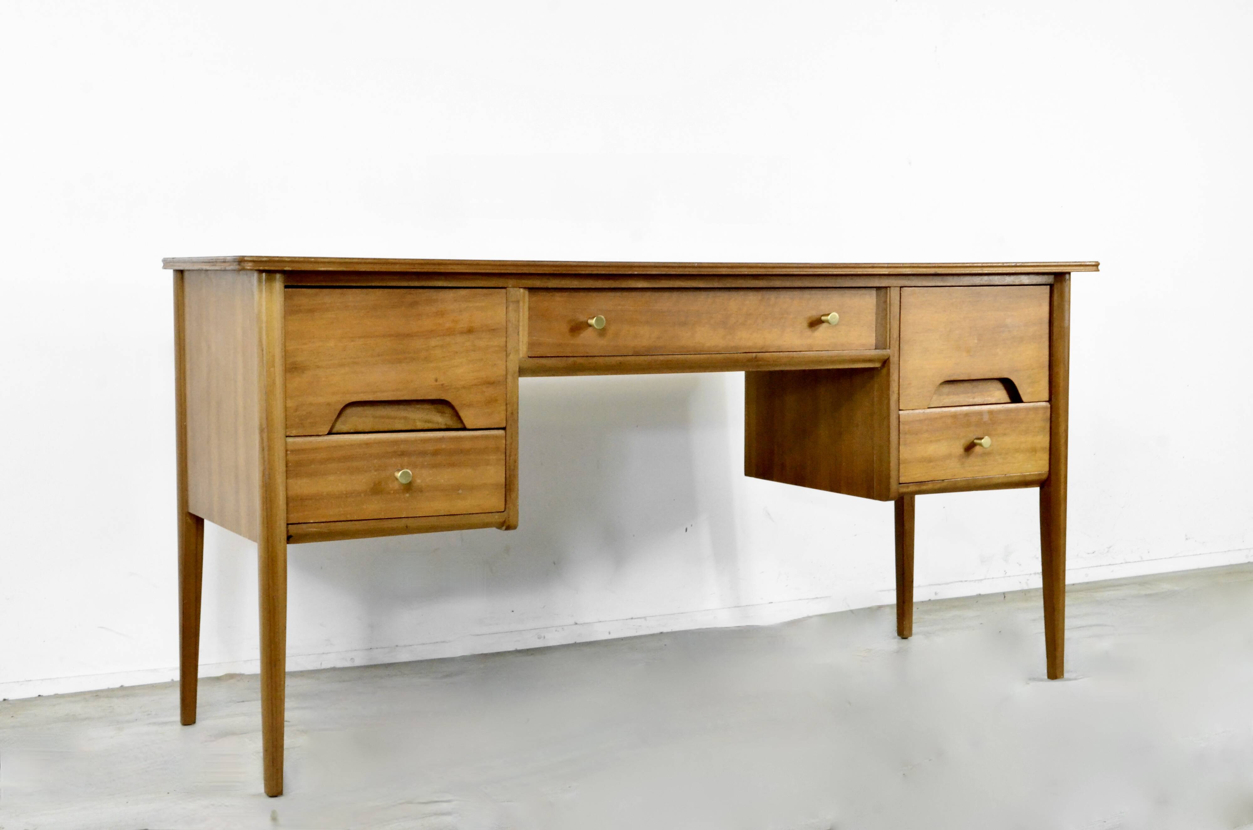 Midcentury A. Younger Walnut Desk. Unique Vintage Modern