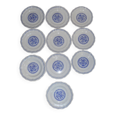 Service of 8 flat plates and 2 blue gien dishes