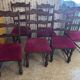 6 antique wooden and fabric chairs