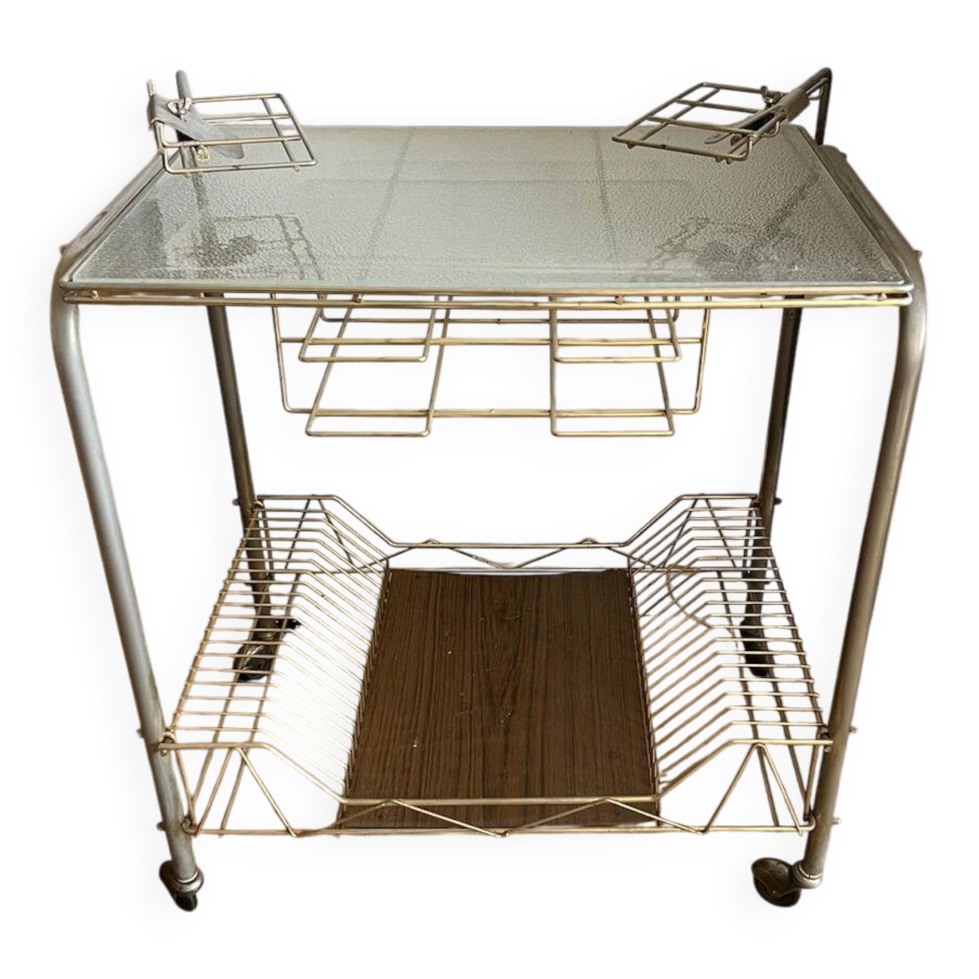 Vintage Rolling Dessert Trolley (Vinyl Record Player Furniture)