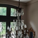 Bronze and Crystal chandelier with 9 fires