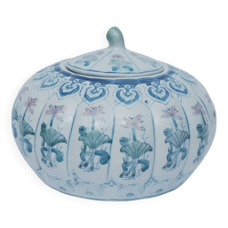 Pumpkin Ginger Jar Antique Chinese Porcelain Vintage Candy Box