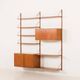 Hansen and Guldborg teak wall unit with a bar cabinet, Denmark 1950s