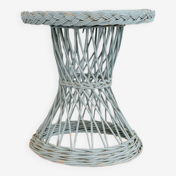 Blue rattan stool