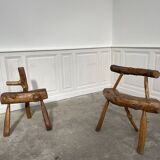 Pair of folk art wooden chairs