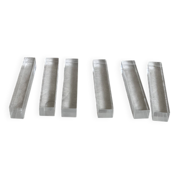 Set of 6 modernist plexiglass knife rests vintage 1970s