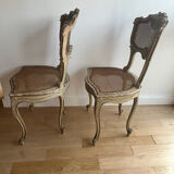 2 caned chairs in Louis XV Regency style