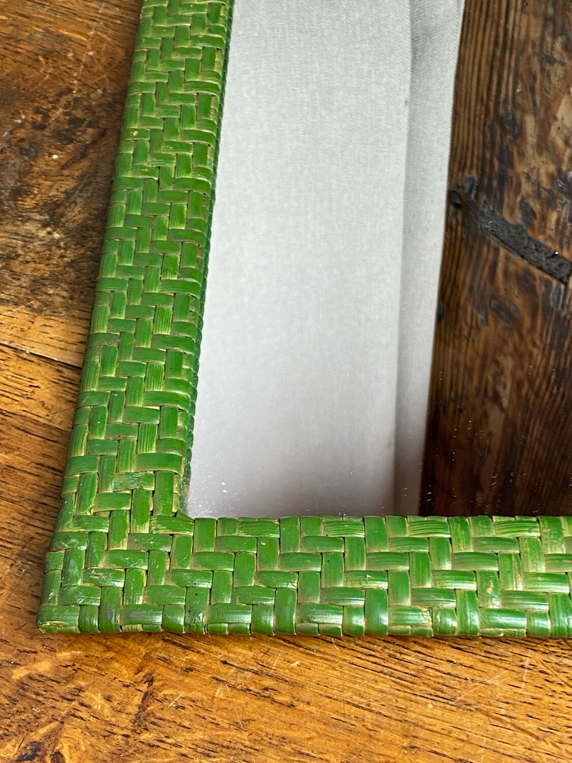 Rectangular wicker mirror