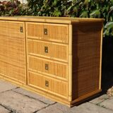 rattan and bamboo sideboard signed by Dal Vera Italy 1960