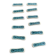 Set of 12 knife holders in green and beige glazed ceramic, slip,