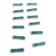 Set of 12 knife holders in green and beige glazed ceramic, slip,