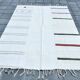 Turkish Vintage Minimalit Striped Kilim Rug, Handmade Oushak Wool Carpet
