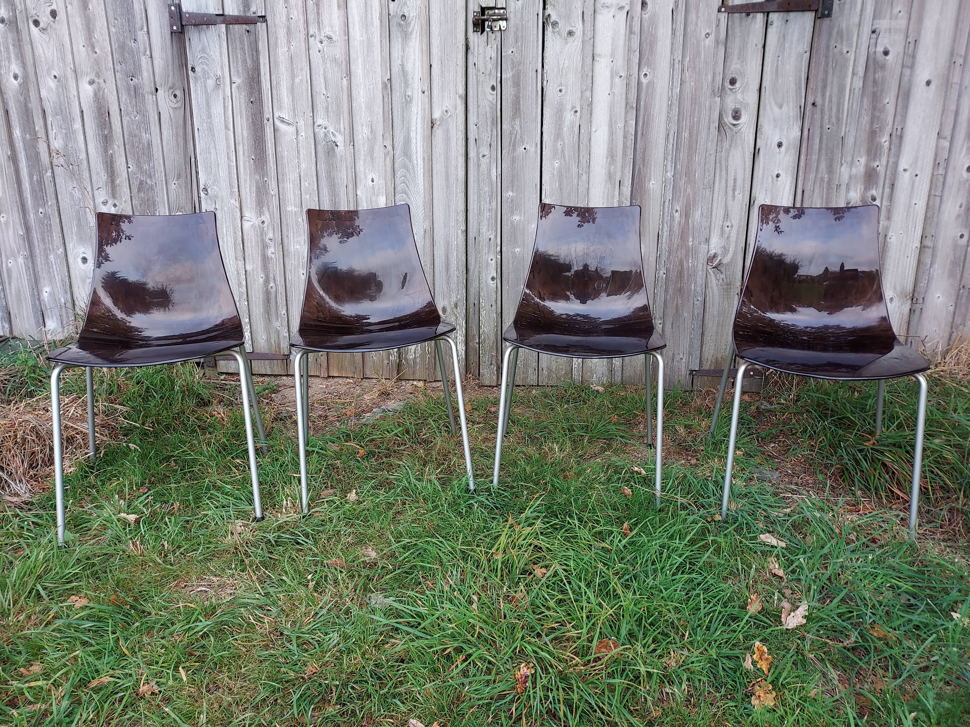 Set of 4 Calligaris ice chairs