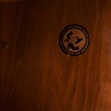 Modulair Omnia wandsysteem, Hilker, teak en zwart staal met legplanken