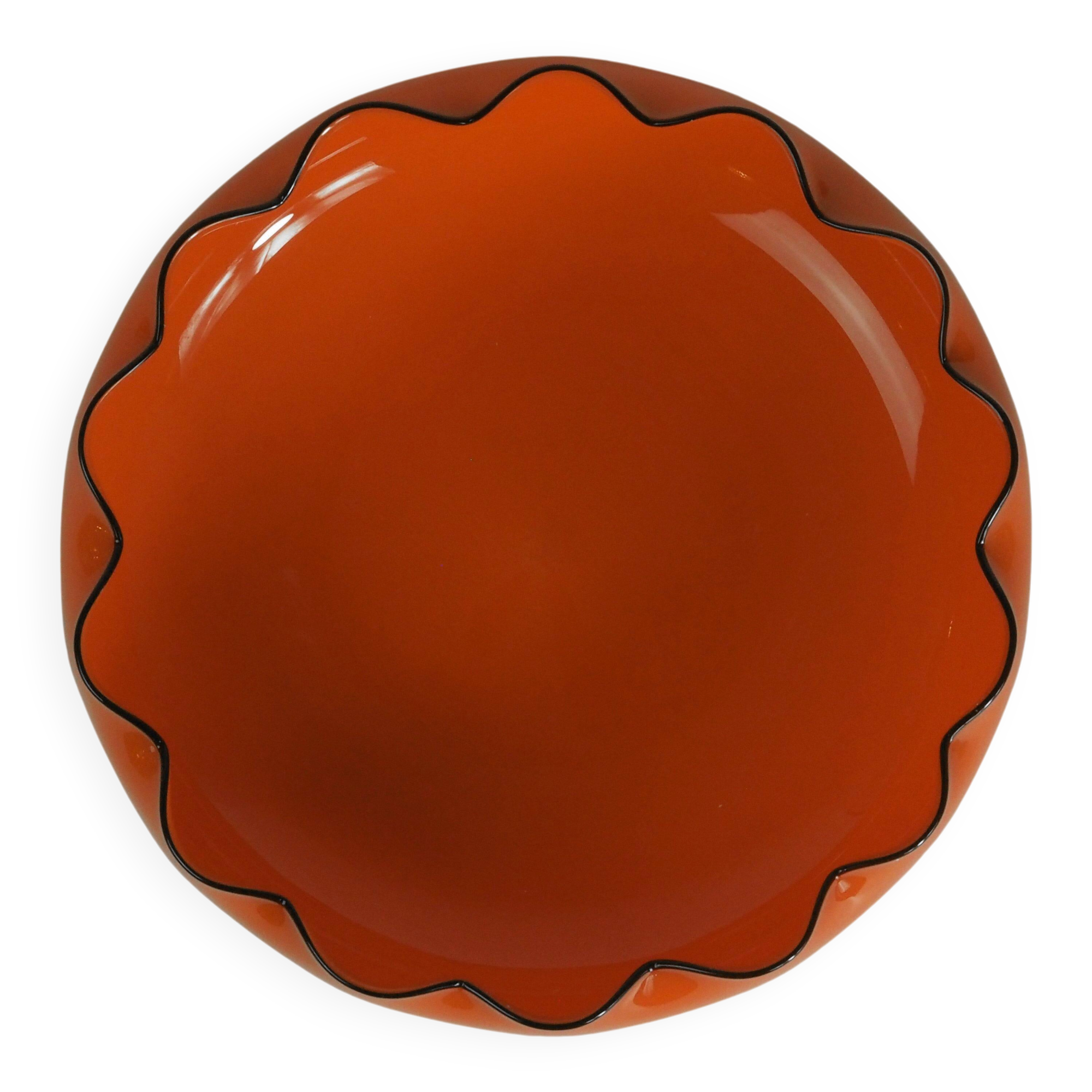 Glass bowl "Tango" in Art Deco style, bohemian orange colour, created by Michael Powolny for Loetz, 1914.