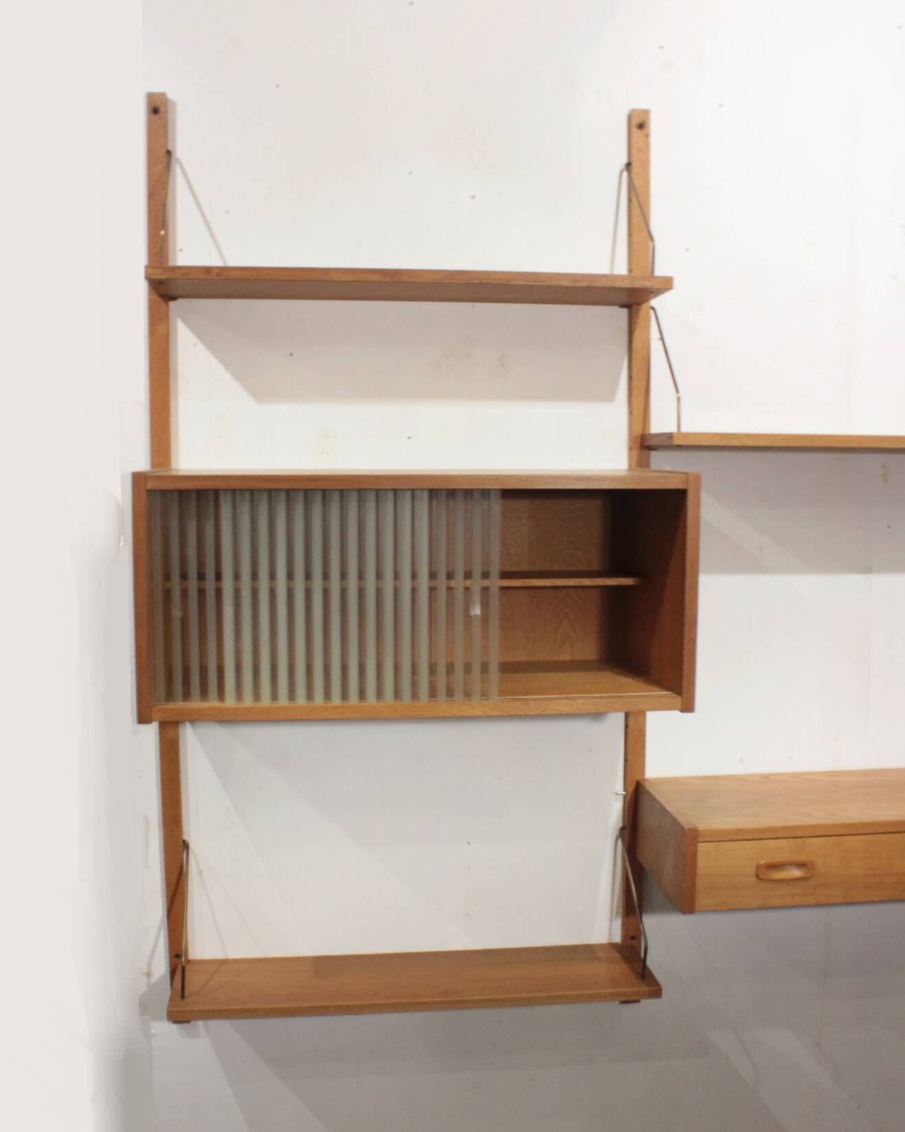 Vintage teak wall unit by Preben Sorensen, Denmark 1960s
