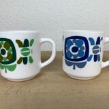 4 vintage Mobil mugs