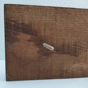 Patinated solid oak coat rack and vintage aluminum hooks