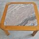 Brutalist coffee table in solid oak with a Rosso Luana marble top.