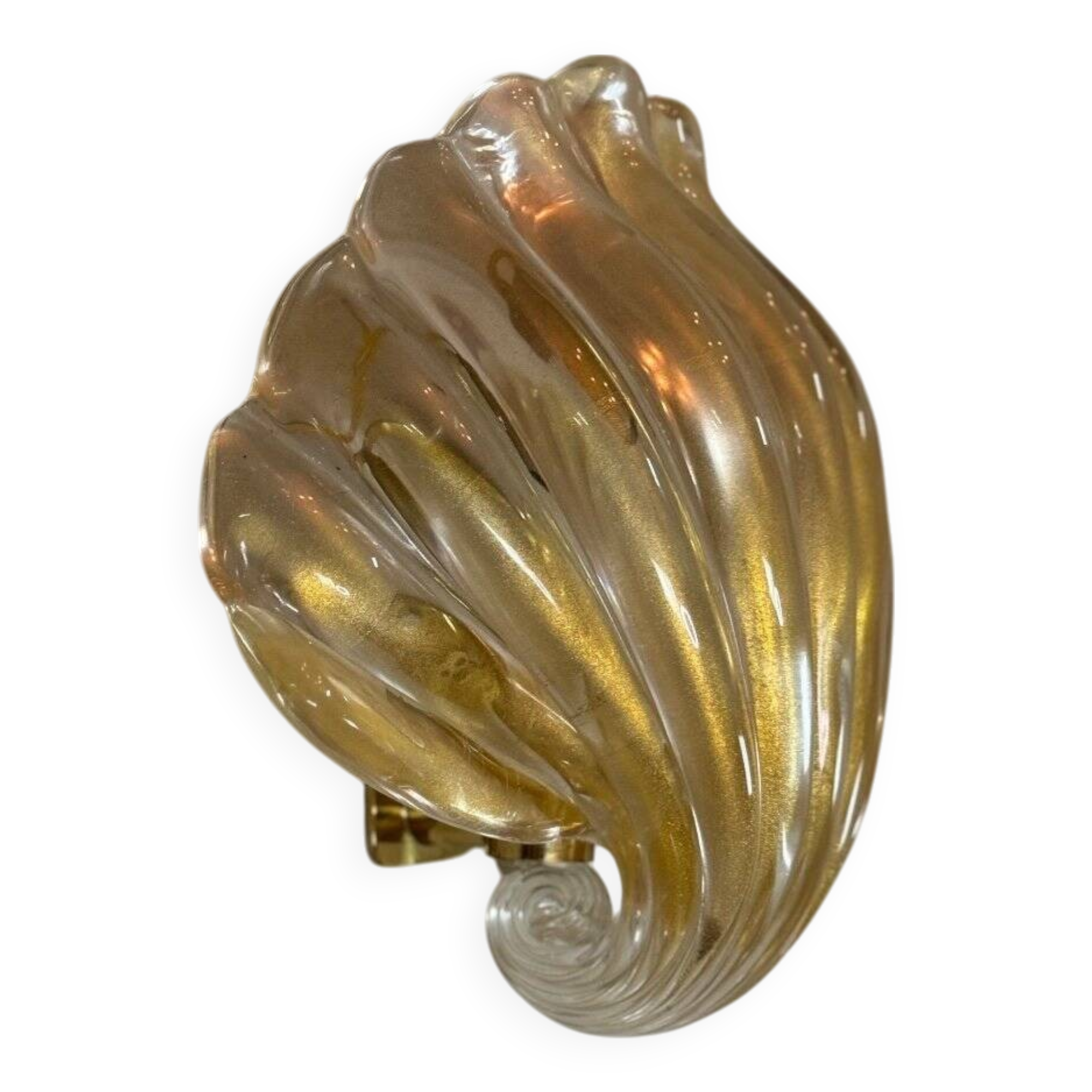 Venetian Wall Lamp in Gilded Murano Glass Circa 1980
