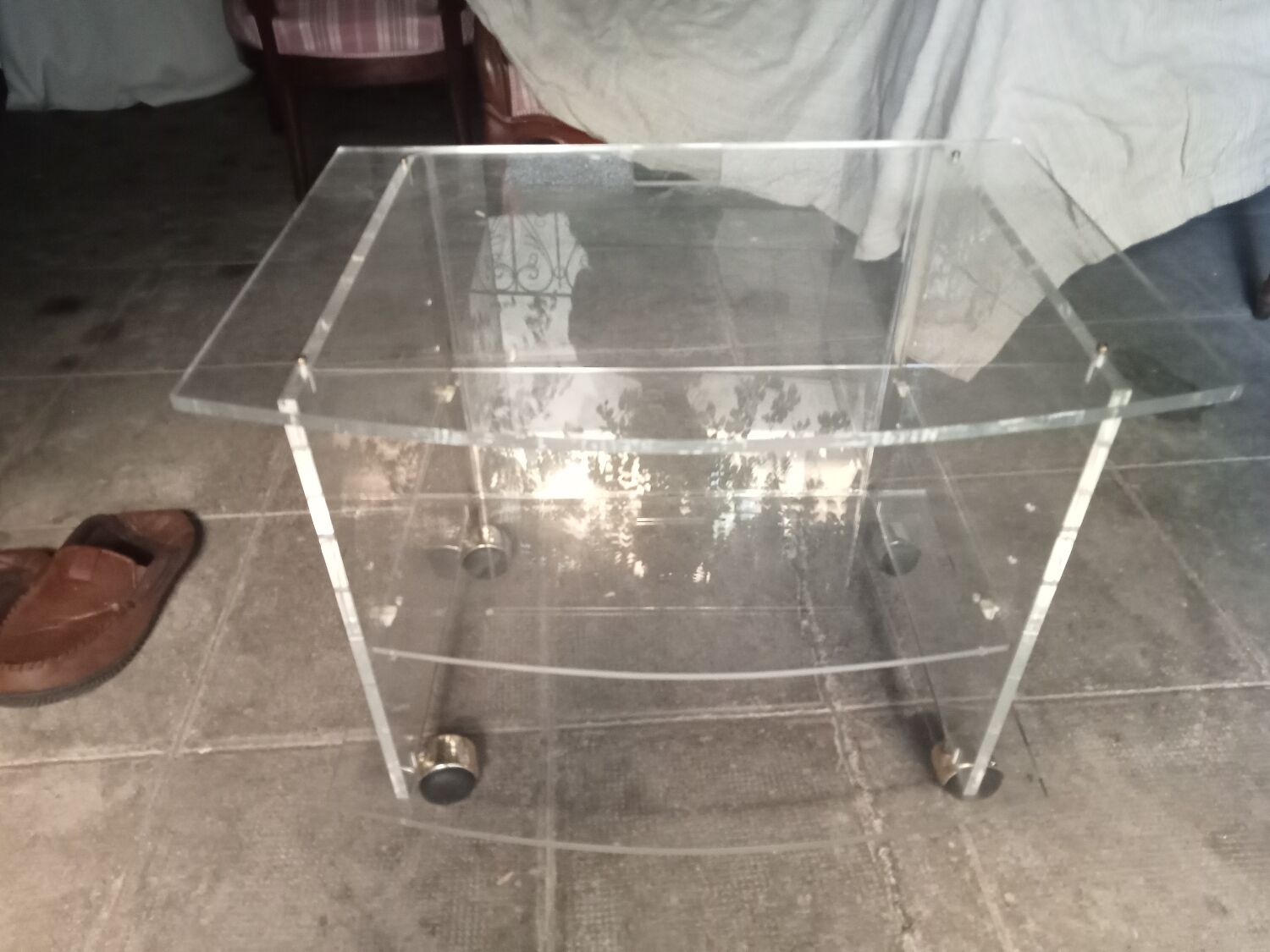 Vintage plexiglass serving table David Lange