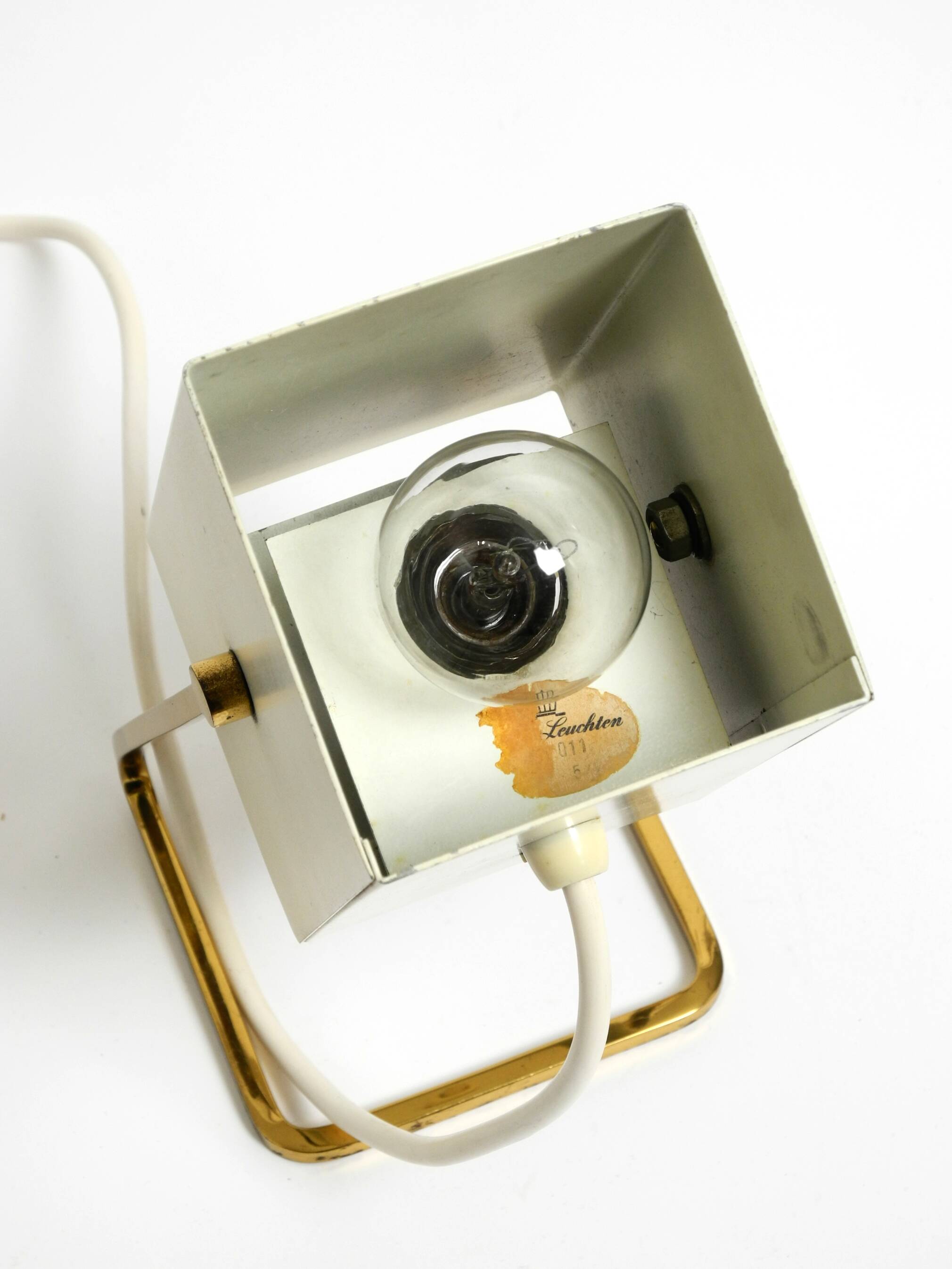 Great Mid Century metal bedside lamp with brass base by Kaiser Leuchten