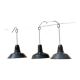 Three industrial suspensions in black and white enamelled sheet metal large format