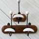 Set of two wooden and porcelain coat hooks