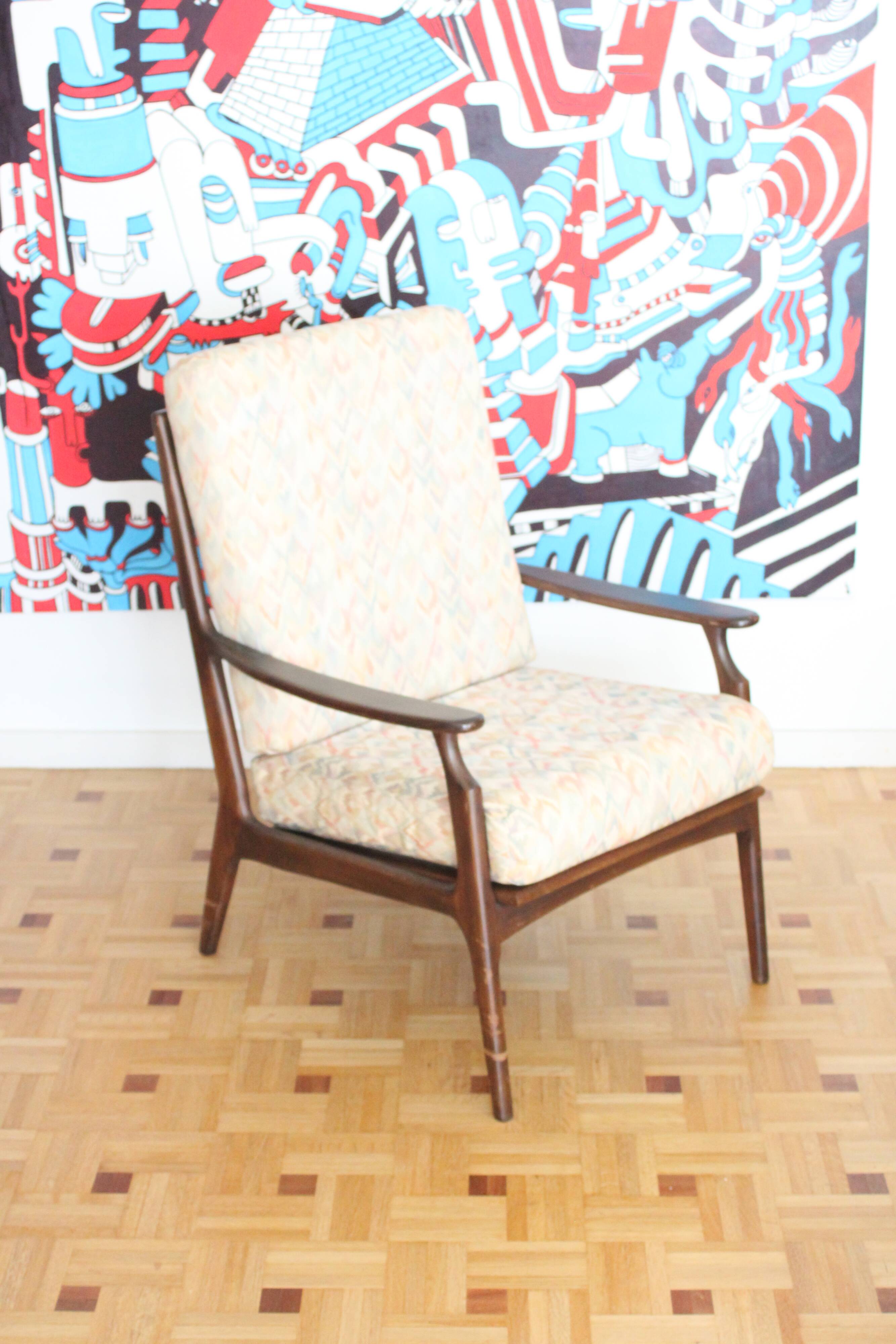 Fauteuil relax vintage en bois de style scandinave, 1950