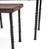 Pair of solid oak trundle tables