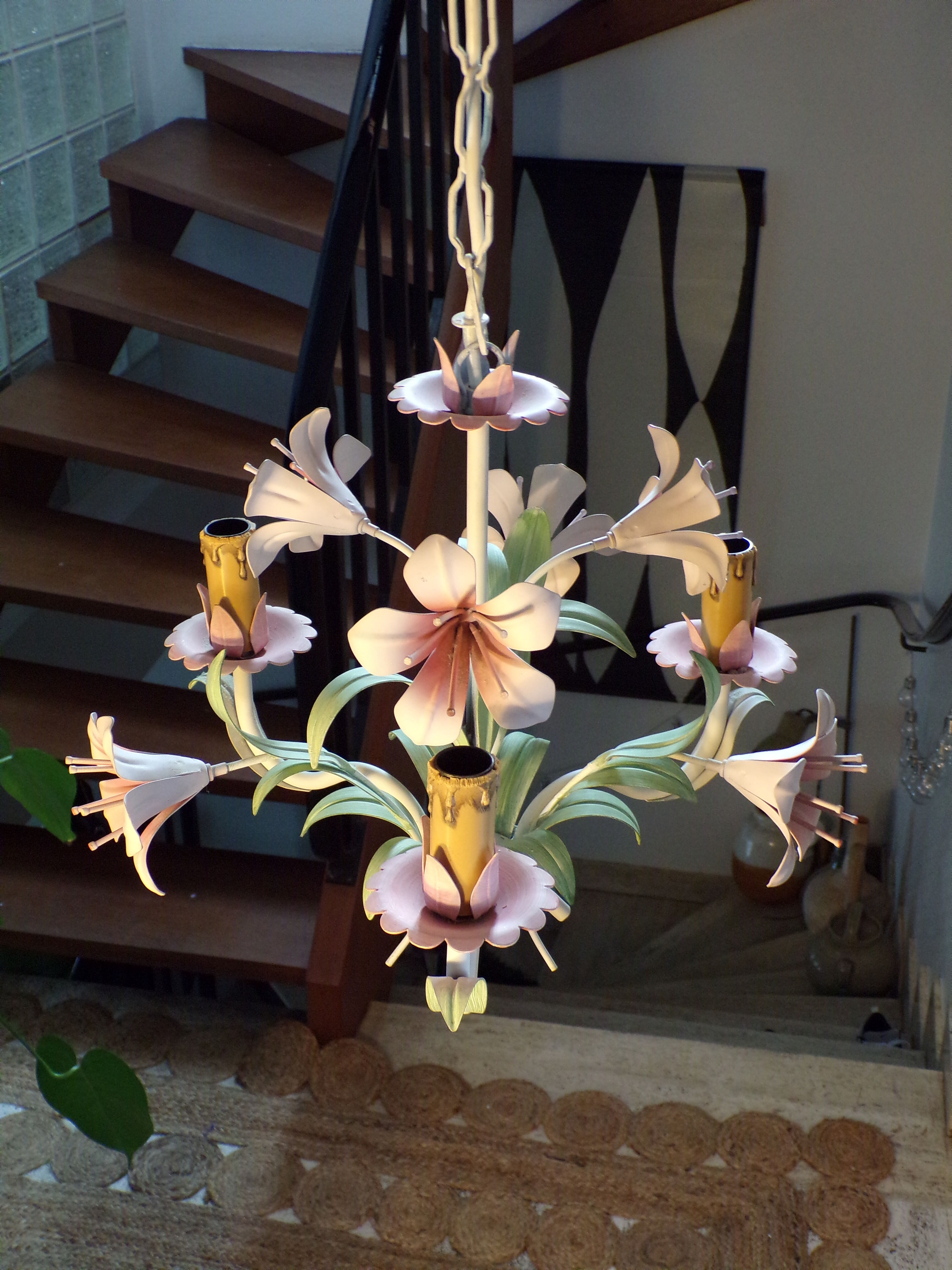 Flower chandelier painted sheet metal