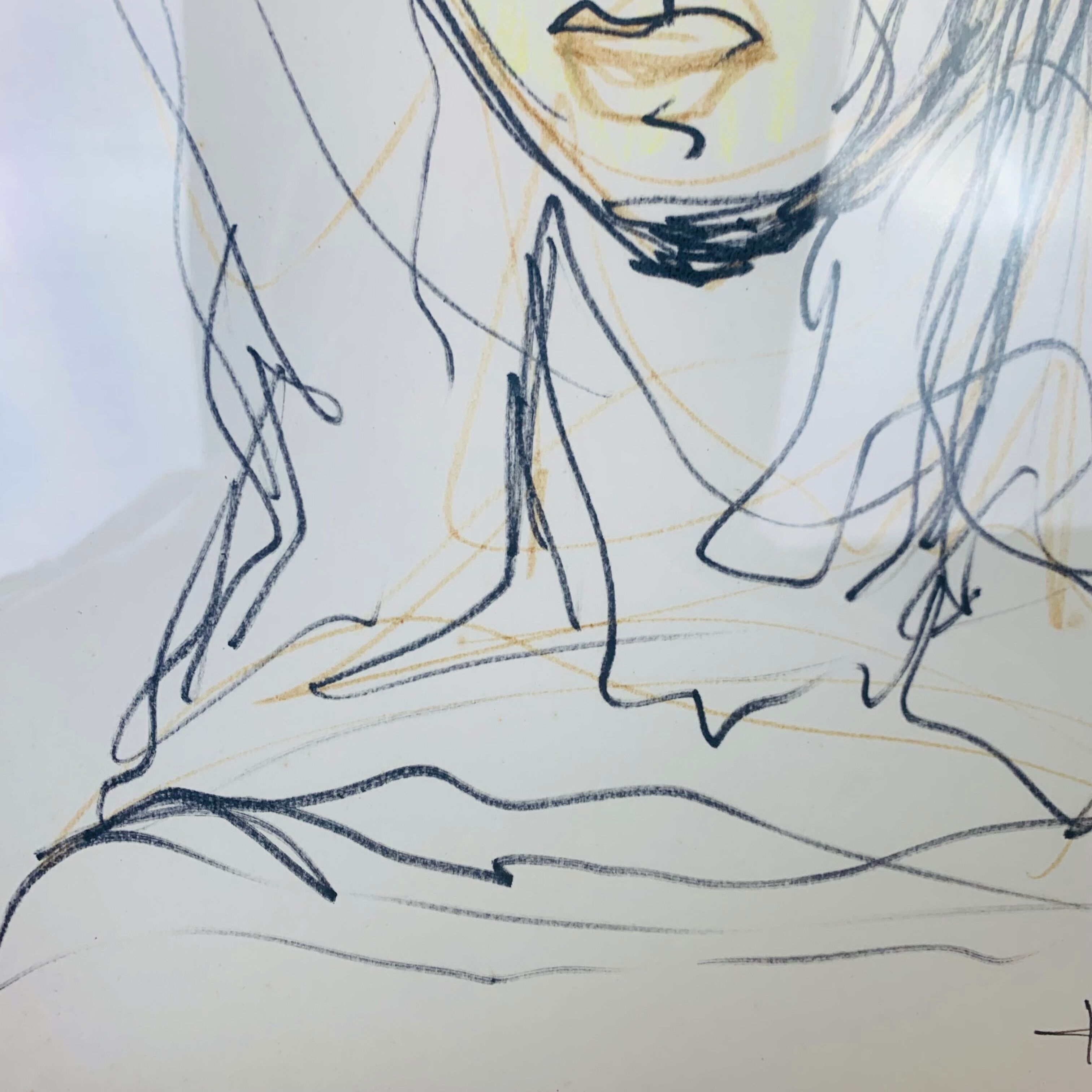 Portrait painting of woman drawing 70s